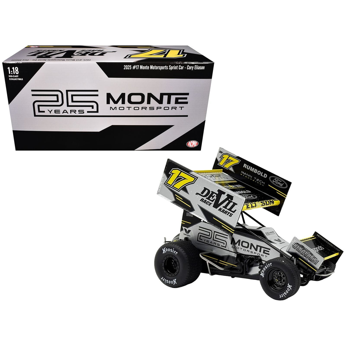 Winged Sprint Car #17 Cory Eliason "Devil Race Karts" Monte Motorsports (2025) 1/18 Diecast Model Car by ACME-Acme-ModelCars.com