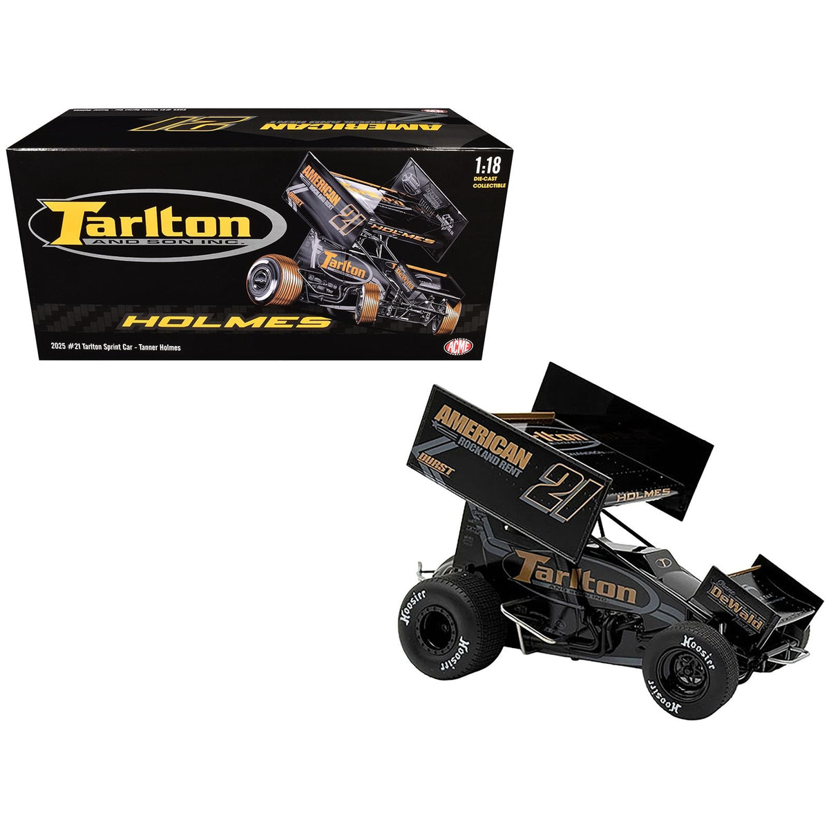 Winged Sprint Car #21 Tanner Holmes "Tarlton - American Rock and Rent" (2025) 1/18 Diecast Model Car by ACME-Acme-ModelCars.com