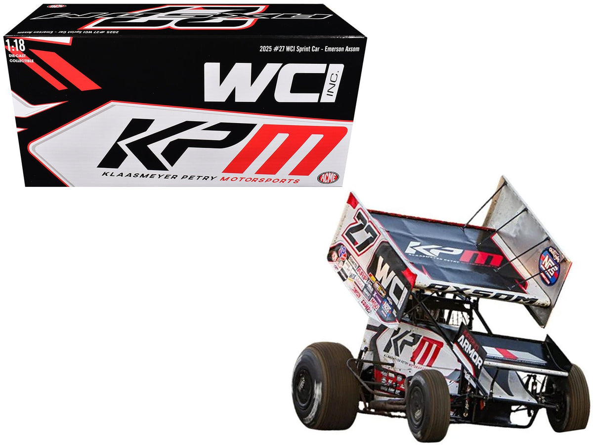 Winged Sprint Car 27 Emerson Axsom "WCI - KPM" White (2026) 1/18 Diecast Model Car by ACME-Acme-ModelCars.com