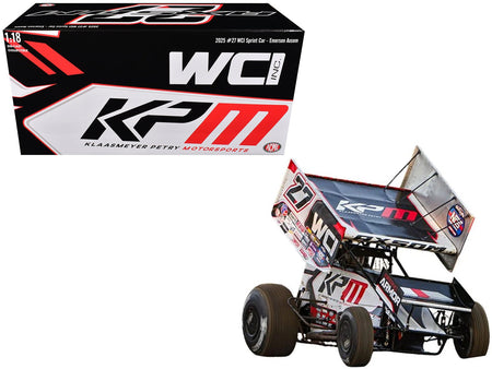 Winged Sprint Car 27 Emerson Axsom "WCI - KPM" White (2026) 1/18 Diecast Model Car by ACME-Acme-ModelCars.com