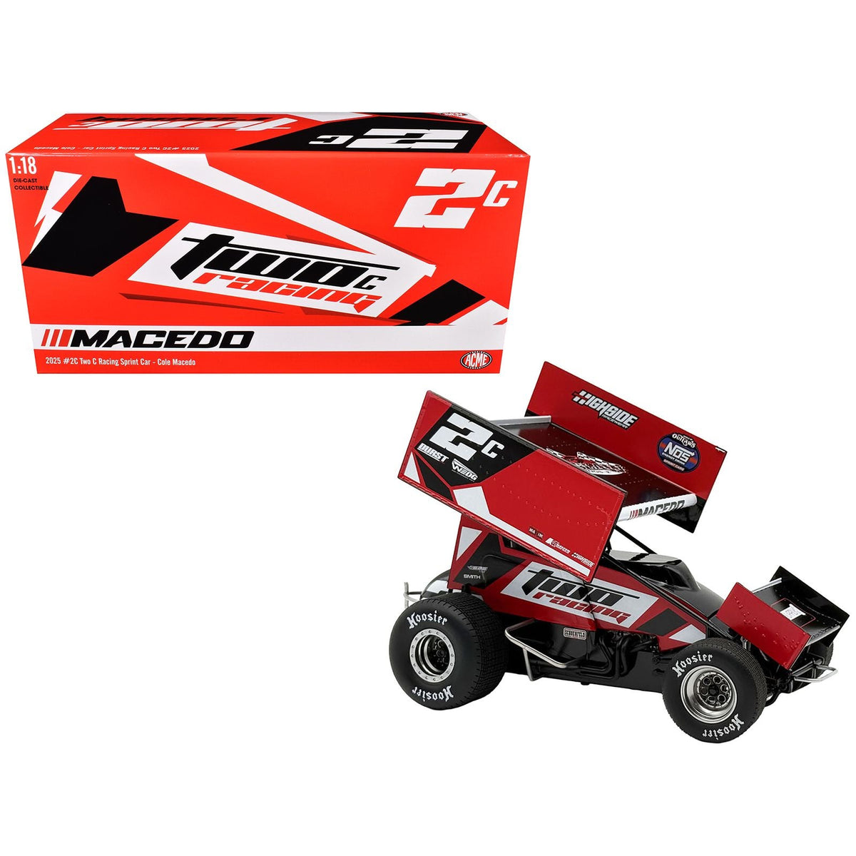 Winged Sprint Car #2C Cole Macedo "Two C Racing" (2025) 1/18 Diecast Model Car by ACME-Acme-ModelCars.com