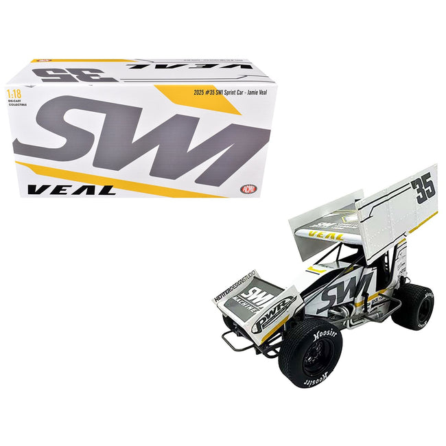 Winged Sprint Car #35 Jamie Veal "SWI Earthworks" White (2025) 1/18 Diecast Model Car by ACME-Acme-ModelCars.com