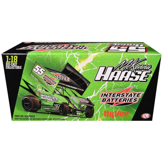 Winged Sprint Car 55 McKenna Haase "Interstate Batteries" McKenna Haase Racing (2024) 1/18 Diecast Model Car by ACME - Acme - ModelCars.com