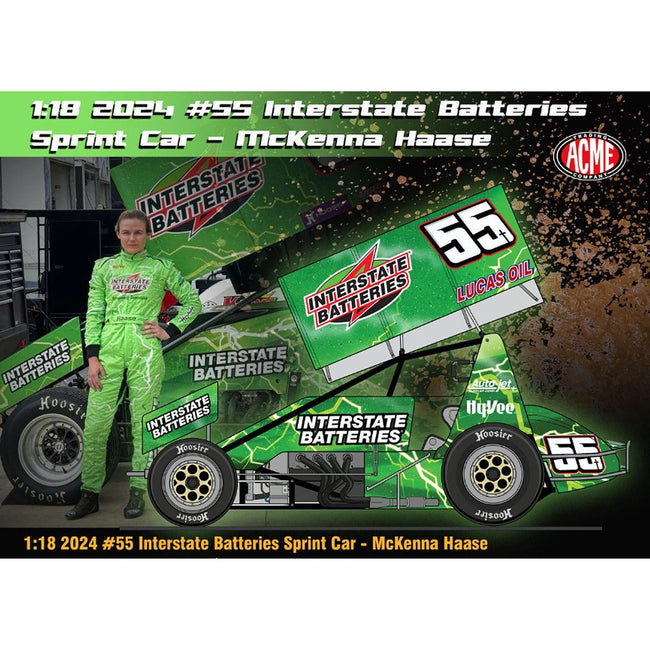 Winged Sprint Car #55 McKenna Haase "Interstate Batteries" McKenna Haase Racing (2024) 1/18 Diecast Model Car by ACME-Acme-ModelCars.com