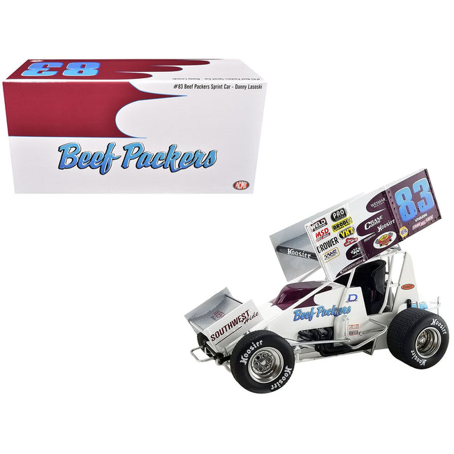 Winged Sprint Car #83 Danny Lasoski "Beef Packers" "National Sprint Car Hall of Fame" 1/18 Diecast Model Car by ACME-Acme-ModelCars.com