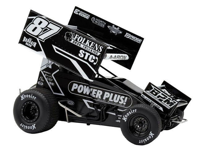 Winged Sprint Car 87 Aaron Reutzel "Power Plus" Black (2026) 1/18 Diecast Model Car by ACME-Acme-ModelCars.com