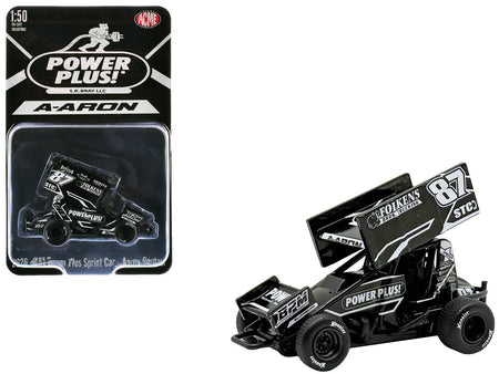 Winged Sprint Car #87 Aaron Reutzel "Power Plus" Black (2026) 1/50 Diecast Model Car by ACME-Acme-ModelCars.com
