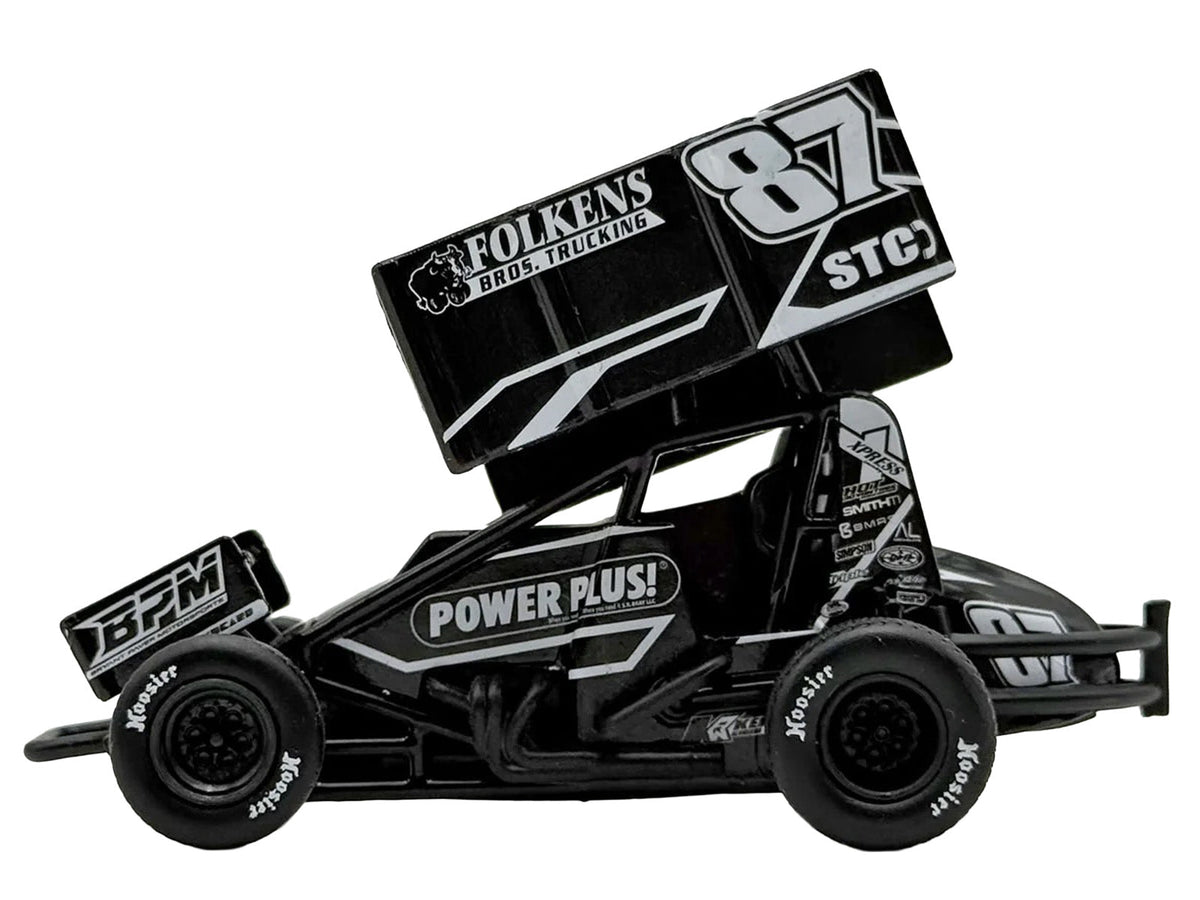 Winged Sprint Car #87 Aaron Reutzel "Power Plus" Black (2026) 1/50 Diecast Model Car by ACME-Acme-ModelCars.com
