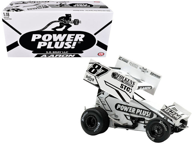 Winged Sprint Car 87 Aaron Reutzel "Power Plus" White (2026) 1/18 Diecast Model Car by ACME-Acme-ModelCars.com