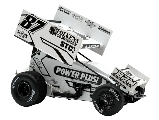 Winged Sprint Car 87 Aaron Reutzel "Power Plus" White (2026) 1/18 Diecast Model Car by ACME-Acme-ModelCars.com