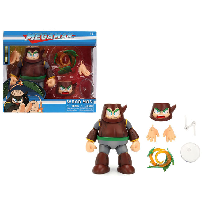 Wood Man 5" Moveable Figure (Deluxe Version) with Accessories and Alternate Head and Hands "Mega Man" (1987) Video Game Model by Jada-Jada-ModelCars.com