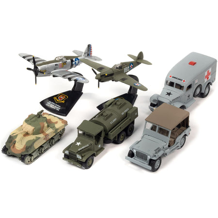 "WWII Warriors: Pacific Theater" Military 2022 Set A of 6 pieces Release 2 Limited Edition to 2000 pieces Worldwide Diecast Model Cars by Johnny Lightning - Johnny Lightning - ModelCars.com