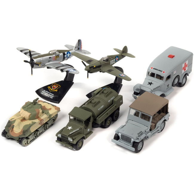 "WWII Warriors: Pacific Theater" Military 2022 Set A of 6 pieces Release 2 Limited Edition to 2000 pieces Worldwide Diecast Model Cars by Johnny Lightning - Johnny Lightning - ModelCars.com