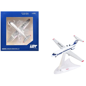 Yakovlev Yak-40 Commercial Aircraft "LOT Polish Airlines" (SP-GEA) White with Blue Stripes and Tail 1/200 Diecast Model by Herpa