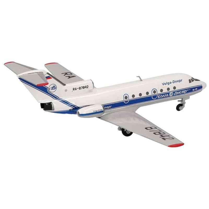 Yakovlev Yak - 40 Commercial Aircraft "Volga - Dnepr Airlines" (RA - 87842) White with Blue Stripes 1/200 Diecast Model Airplane by Herpa - Herpa - ModelCars.com