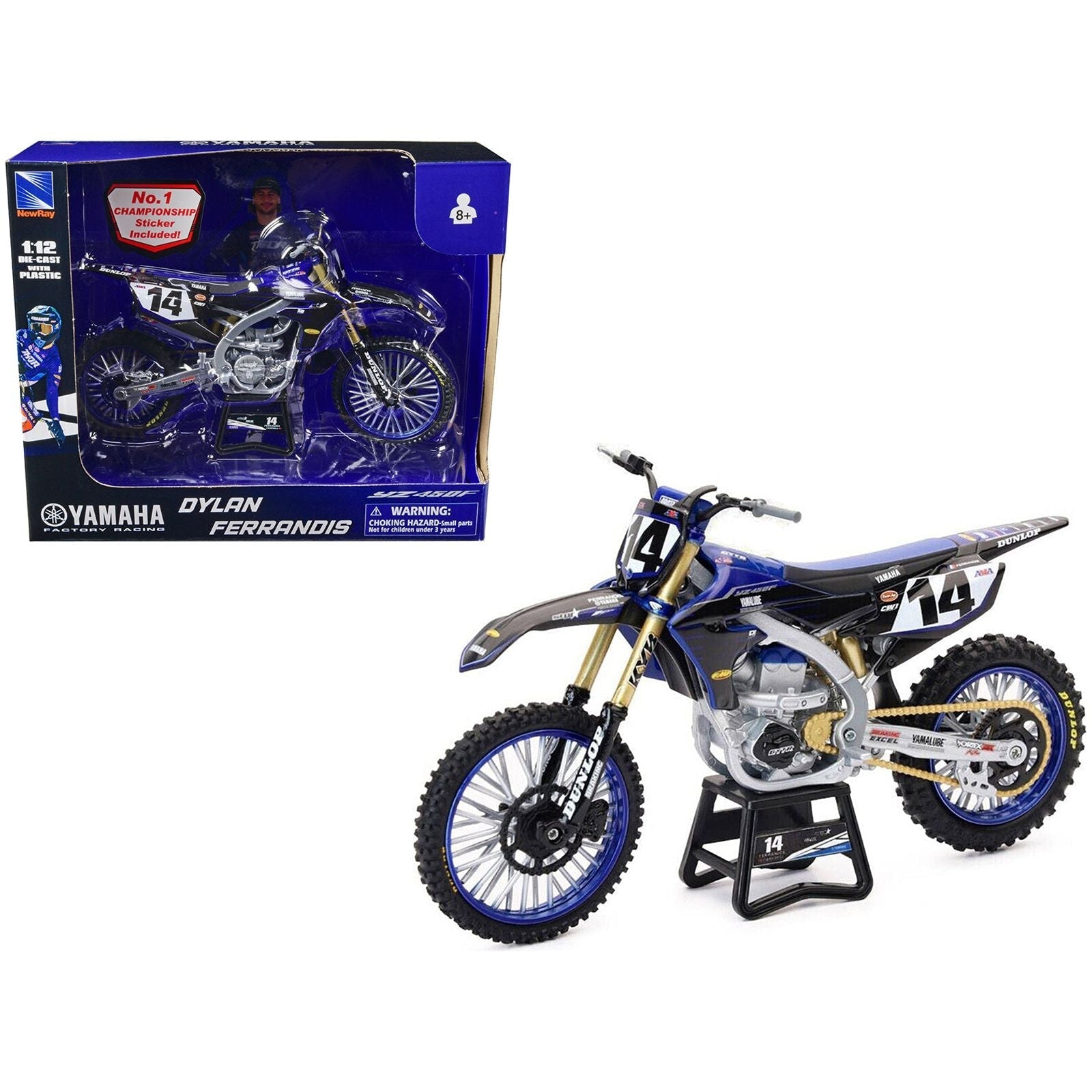 Yamaha YZ450F Championship Edition Motorcycle 14 Dylan Ferrandis "Yamaha Factory Racing" 1/12 Diecast Model by New Ray - New Ray - ModelCars.com