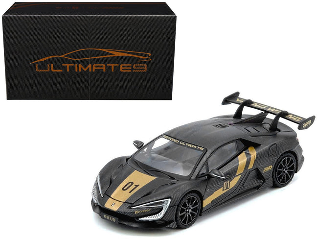 Yangwang U9 #01 Carbon Fiber with Gold Stripes "APA XPO 2025 Event Edition" 1/64 Diecast Model Car by Inno Models-Inno Models-ModelCars.com