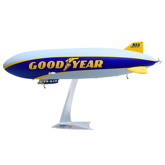 Zeppelin NT Aircraft "Goodyear Blimp - Wingfoot One" (N1A) Gray and Blue with Yellow Stripes 1/200 Diecast Model by Herpa-Herpa-ModelCars.com