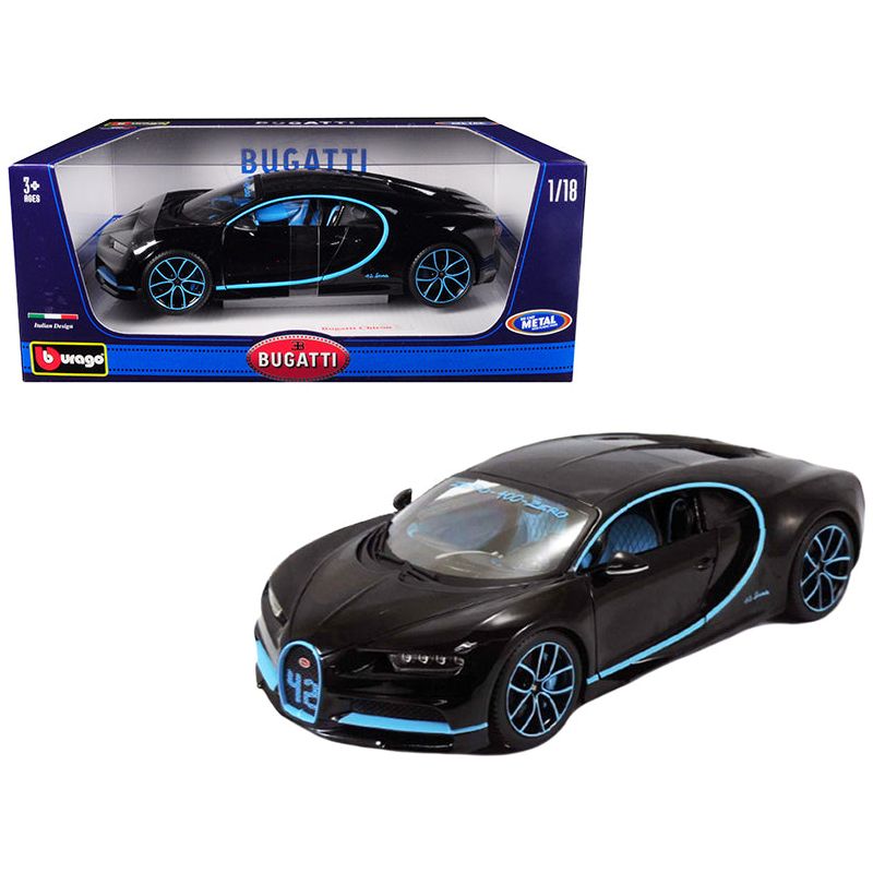 Bugatti Chiron 42 Black Limited Edition 1/18 Diecast Model Car by Bburago