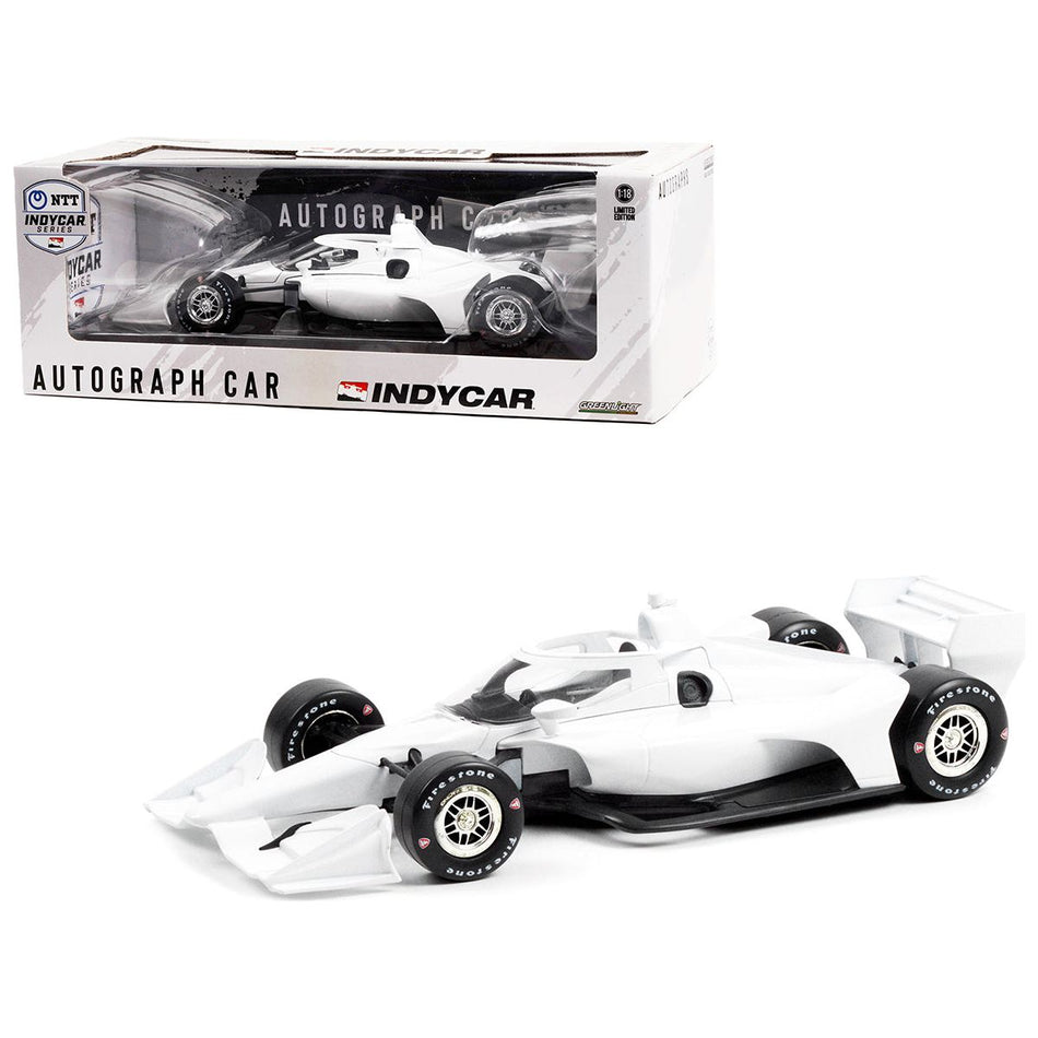 Dallara IndyCar (Road Course Configuration) White Autograph Car "NTT IndyCar Series" (2022) 1/18 Diecast Model Car by Greenlight