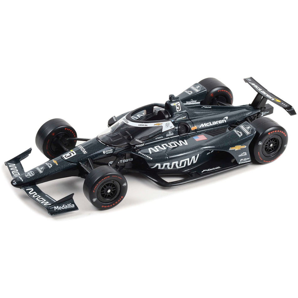 Dallara IndyCar #5 Pato O’Ward "Arrow" Arrow McLaren "60th Anniversary Triple Crown Accolade Indianapolis 500 Livery" "NTT IndyCar Series" (2023) 1/18 Diecast Model Car by Greenlight