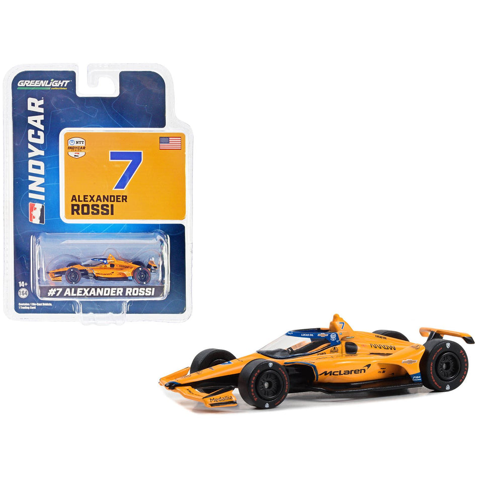 Dallara IndyCar #7 Alexander Rossi "McLaren" Arrow McLaren "60th Anniversary Triple Crown Accolade Indianapolis 500 Livery" "NTT IndyCar Series" (2023) 1/64 Diecast Model Car by Greenlight