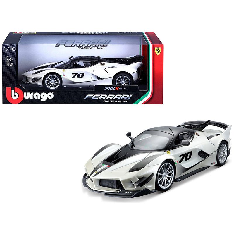 Ferrari FXX-K Evo #70 White 1/18 Diecast Model Car by Bburago