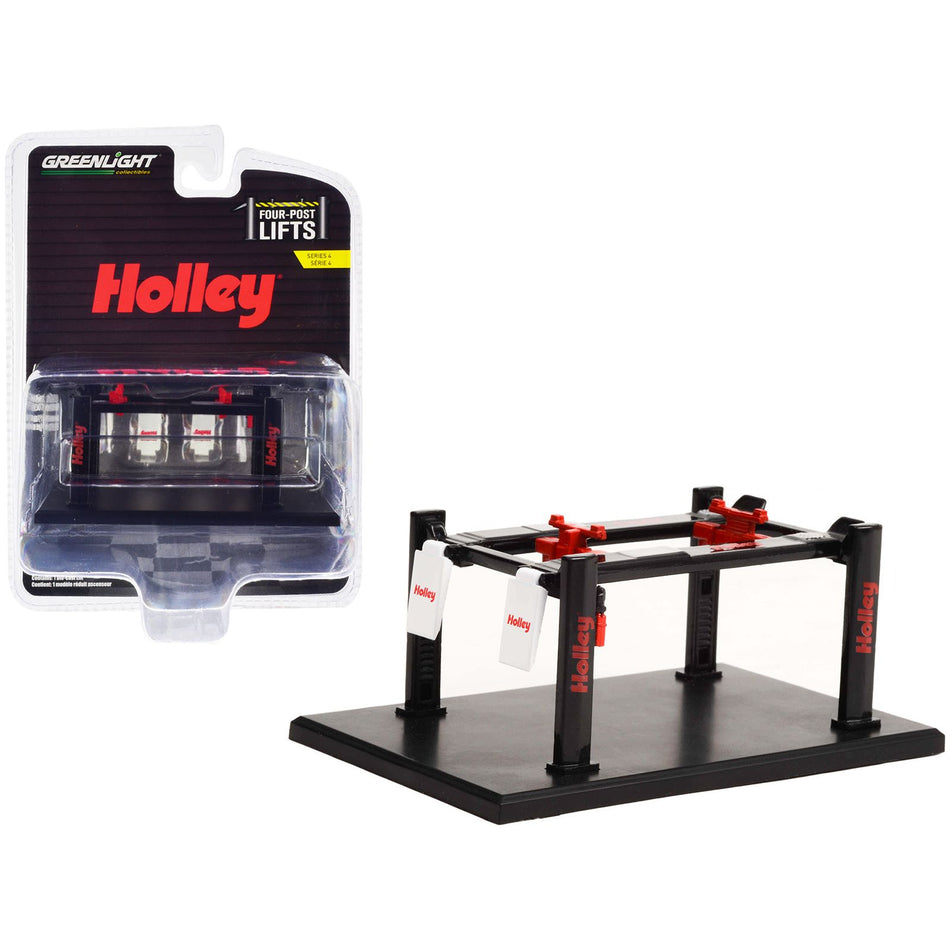 Adjustable Four-Post Lift "Holley" Black "Four-Post Lifts" Series 4 1/64 Diecast Model by Greenlight