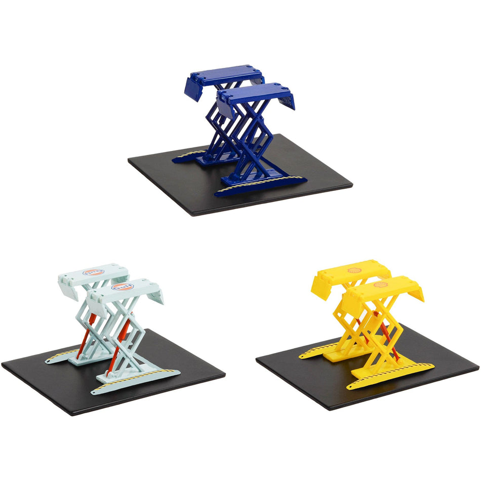 Automotive "Double Scissor Lifts" Set of 3 pieces Series 1 1/64 Diecast Models by Greenlight