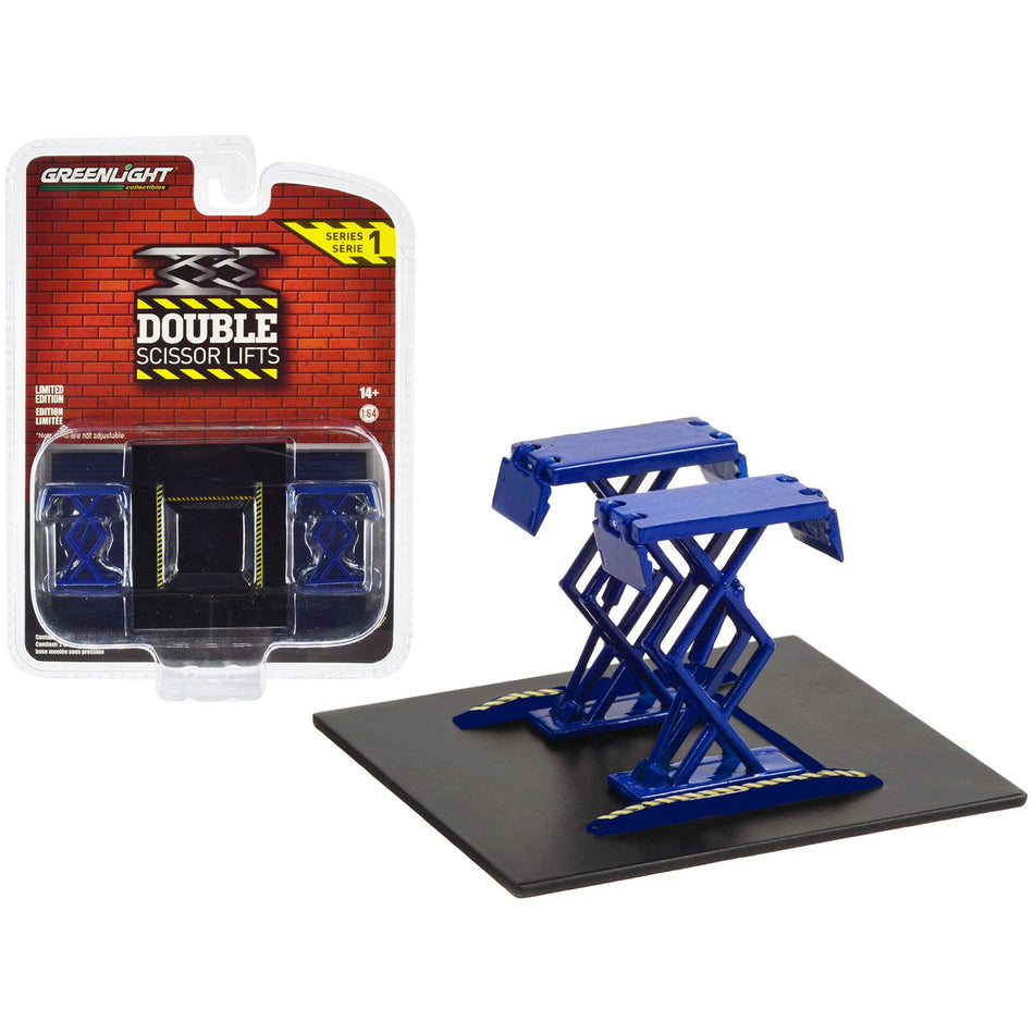 Automotive Double Scissor Lift Blue "Double Scissor Lifts" Series 1 1/64 Diecast Model by Greenlight