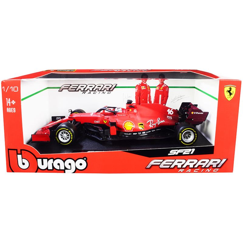 Ferrari SF21 #16 Charles Leclerc Formula One F1 Car "Ferrari Racing" Series 1/18 Diecast Model Car by Bburago