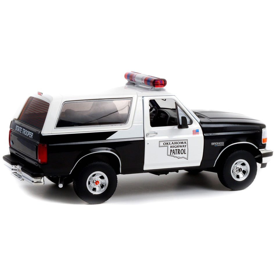 1996 Ford Bronco Police Black and White Oklahoma Highway Patrol "Artisan Collection" 1/18 Diecast Model Car by Greenlight