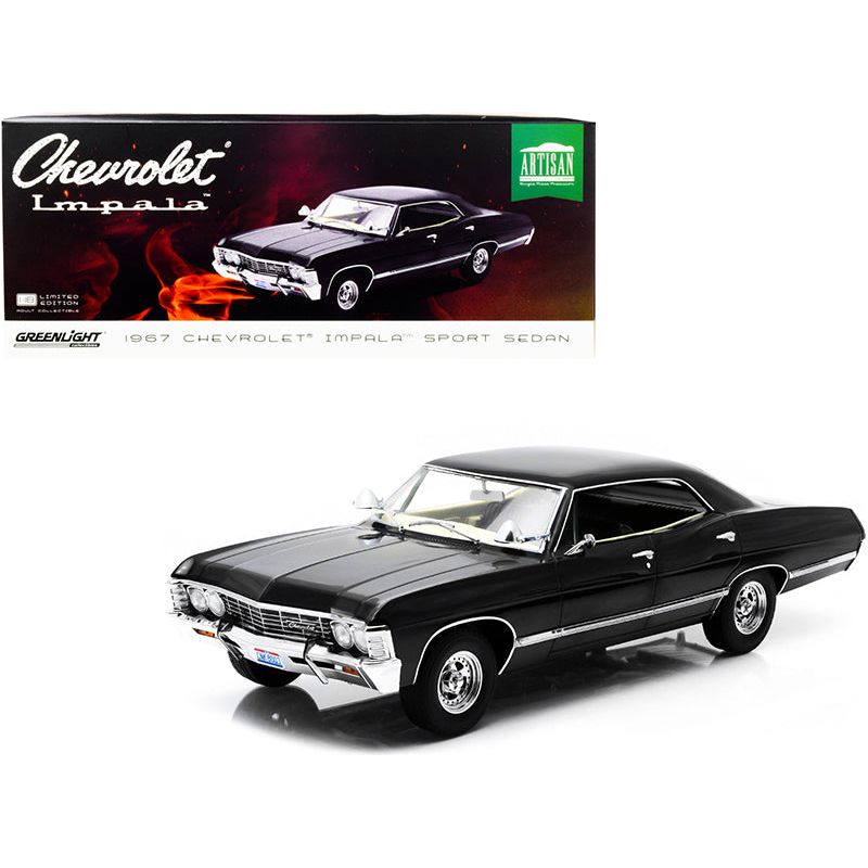 1967 Chevrolet Impala Sport Sedan Tuxedo Black 1/18 Diecast Model Car by Greenlight