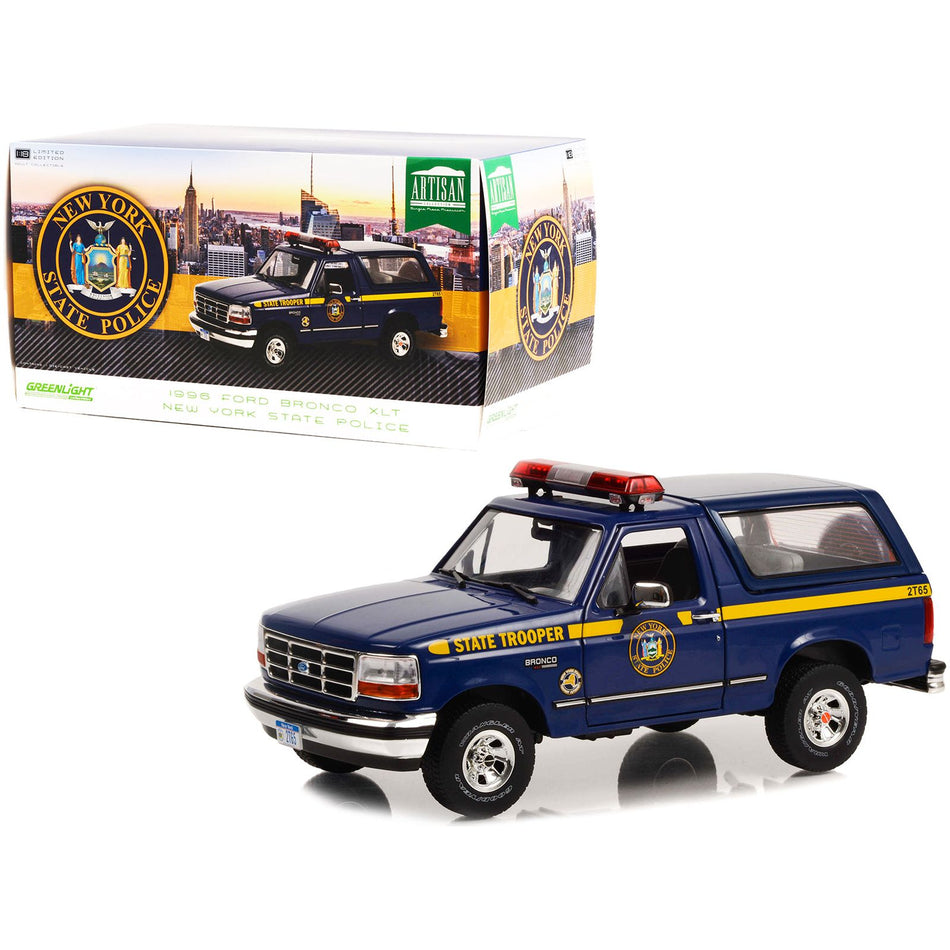 1996 Ford Bronco XLT Dark Blue "New York State Police" "Artisan Collection" 1/18 Diecast Model Car by Greenlight