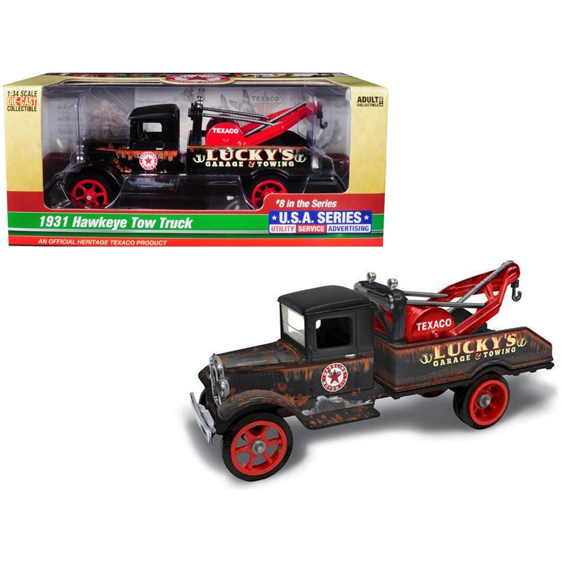 1931 Hawkeye "Texaco" Tow Truck "Lucky's Garage & Towing" Unrestored 8th in the Series "U.S.A. Series Utility - Service - Advertising" 1/34 Diecast Model by Auto World - Autoworld - ModelCars.com