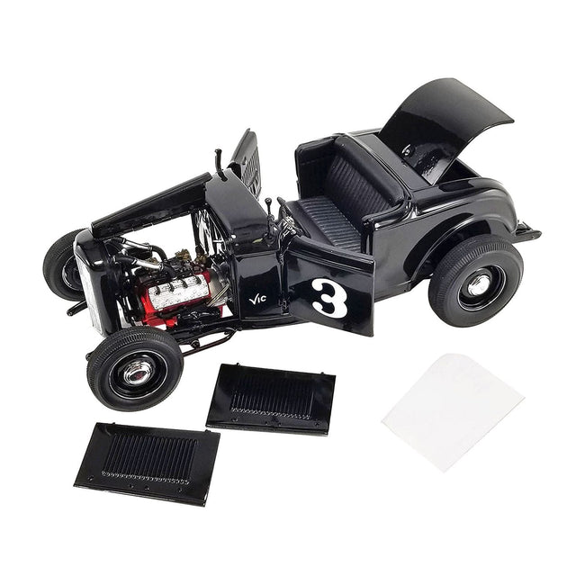 1932 Ford Salt Flat Roadster 3 Black "Vic Edelbrock" Limited Edition to 414 pieces Worldwide 1/18 Diecast Model Car by ACME-Acme-ModelCars.com