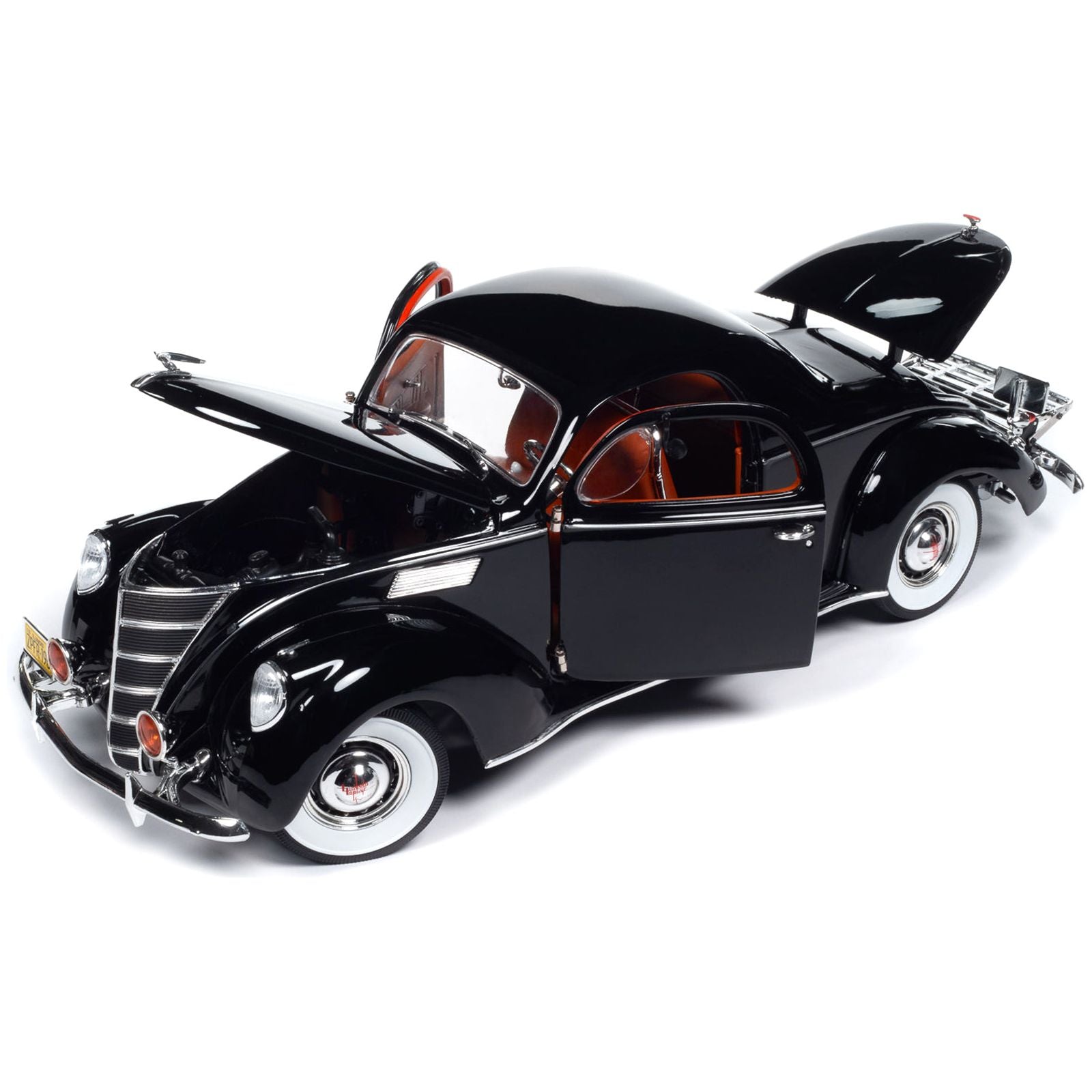 1937 Lincoln Zephyr Black with Red Interior 1/18 Diecast Model Car by Auto World - Autoworld - ModelCars.com