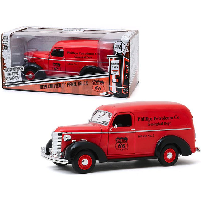 1939 Chevrolet Panel Truck Red "Phillips 66" (Phillips Petroleum Co. Geological Dept.) "Running on Empty" Series 4 1/24 Diecast Model Car by Greenlight-Greenlight-ModelCars.com