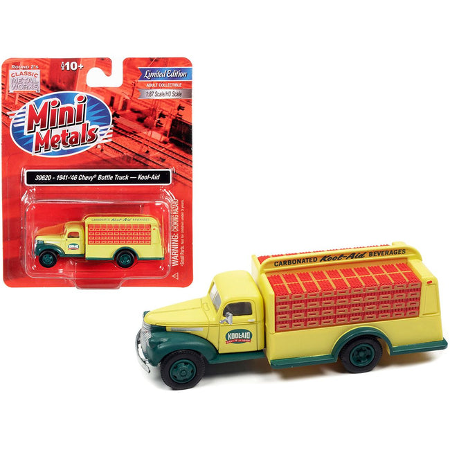 1941-1946 Chevrolet Delivery Bottle Truck Yellow and Green "Kool-Aid" 1/87 (HO) Scale Model by Classic Metal Works-Classic Metal Works-ModelCars.com