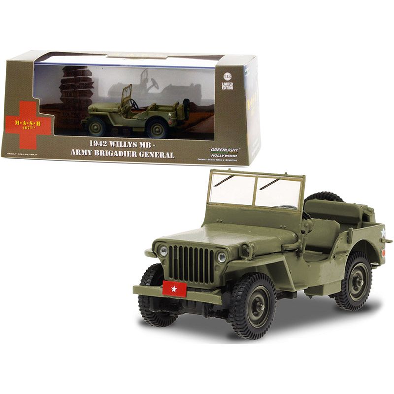 1942 Willys MB Army Green "Army Brigadier General" "MASH" (1972 - 1983) TV Series 1/43 Diecast Model Car by Greenlight - Greenlight - ModelCars.com