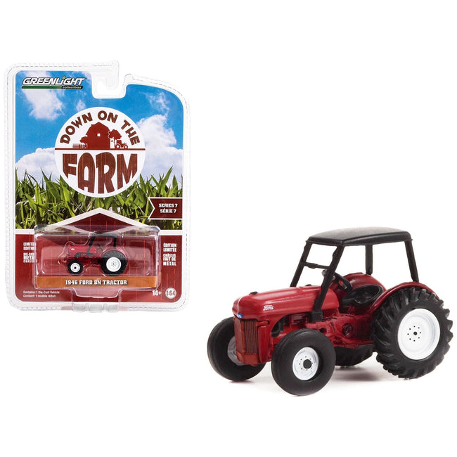 1946 Ford 8N Tractor Red with Black Canopy "Down on the Farm" Series 7 1/64 Diecast Model by Greenlight-Greenlight-ModelCars.com