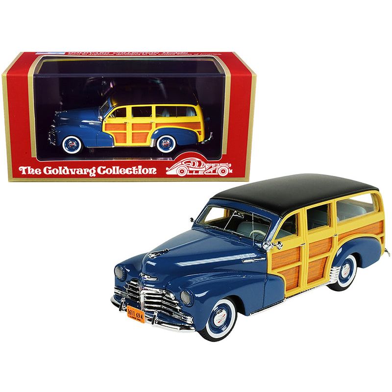 1948 Chevrolet Fleetmaster Woodie Station Wagon Como Blue with Black Top Limited Edition to 240 pieces Worldwide 1/43 Model Car by Goldvarg Collection - Goldvarg Collection - ModelCars.com