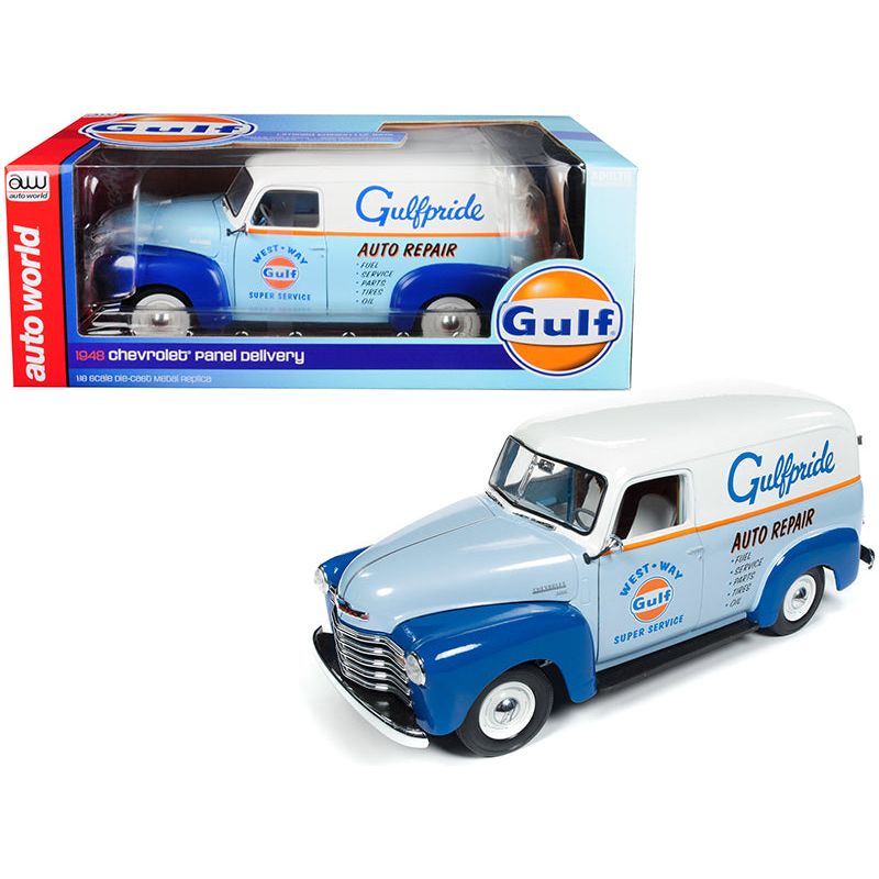 1948 Chevrolet Panel Delivery Truck "Gulf Oil" Limited Edition to 1002 pieces Worldwide 1/18 Diecast Model Car by Auto World - Autoworld - ModelCars.com