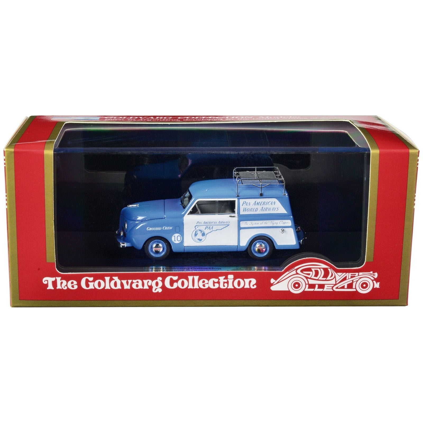1948 Crosley Station Wagon Blue and White "Pan American Airways Ground Crew" with Roof Rack Limited Edition to 240 pieces Worldwide 1/43 Model Car by Goldvarg Collection - Goldvarg Collection - ModelCars.com