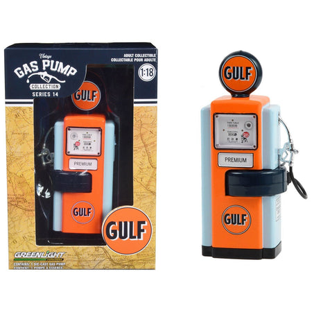 1948 Wayne 100 - A Gas Pump "Gulf Oil" Orange and Light Blue "Vintage Gas Pumps" Series 14 1/18 Diecast Replica by Greenlight - Greenlight - ModelCars.com