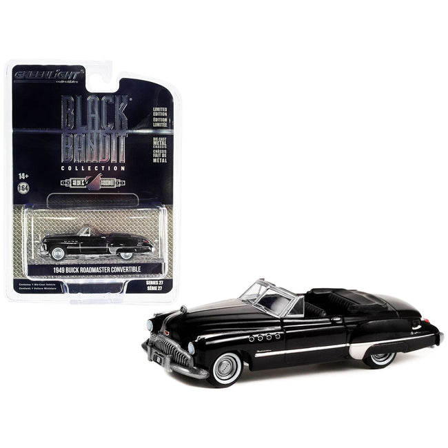 1949 Buick Roadmaster Convertible Black Metallic "Black Bandit" Series 27 1/64 Diecast Model Car by Greenlight - Greenlight - ModelCars.com