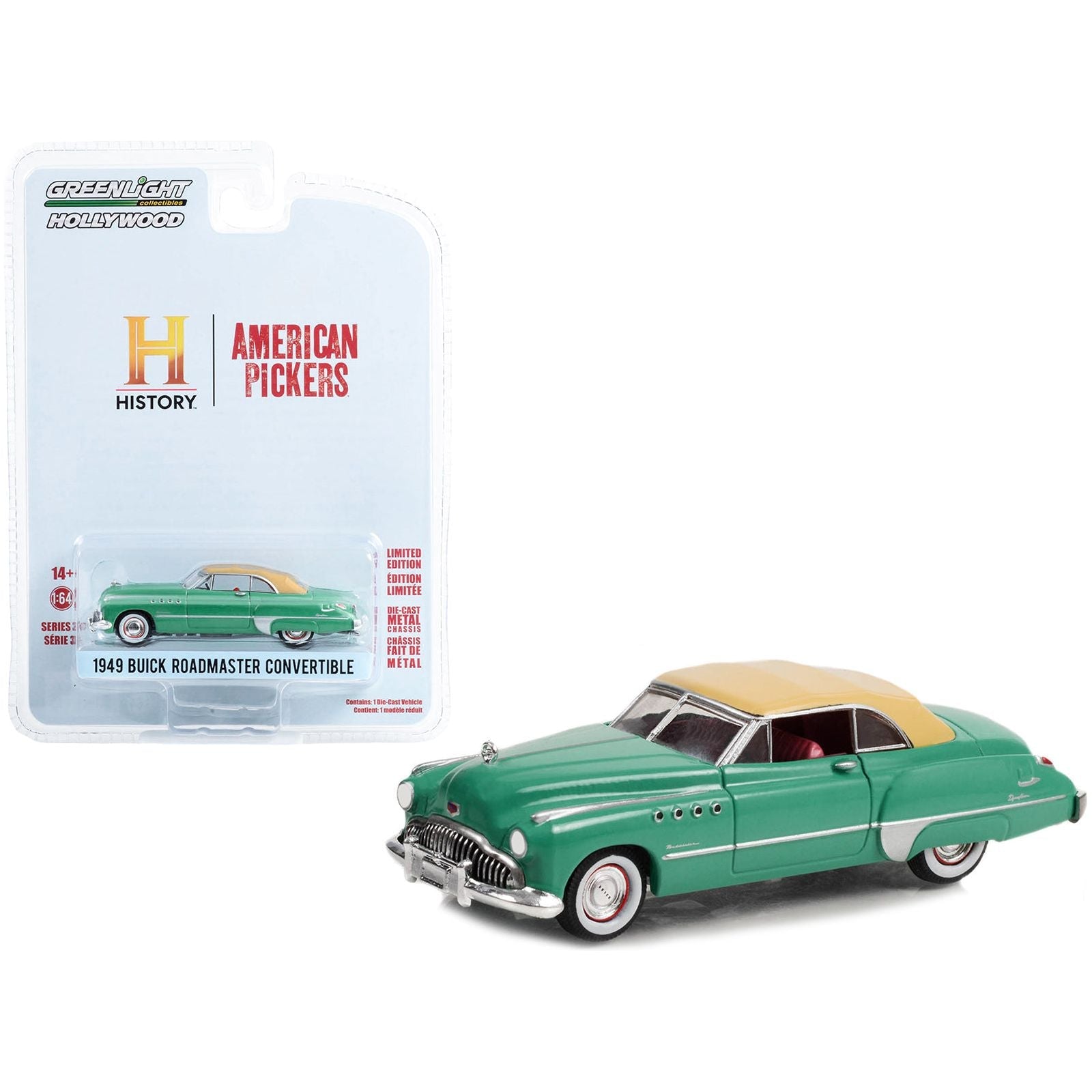 1949 Buick Roadmaster Convertible Green with Tan Soft Top "American Pickers" (2010 - Current) TV Series "Hollywood Series" Release 37 1/64 Diecast Model Car by Greenlight - Greenlight - ModelCars.com