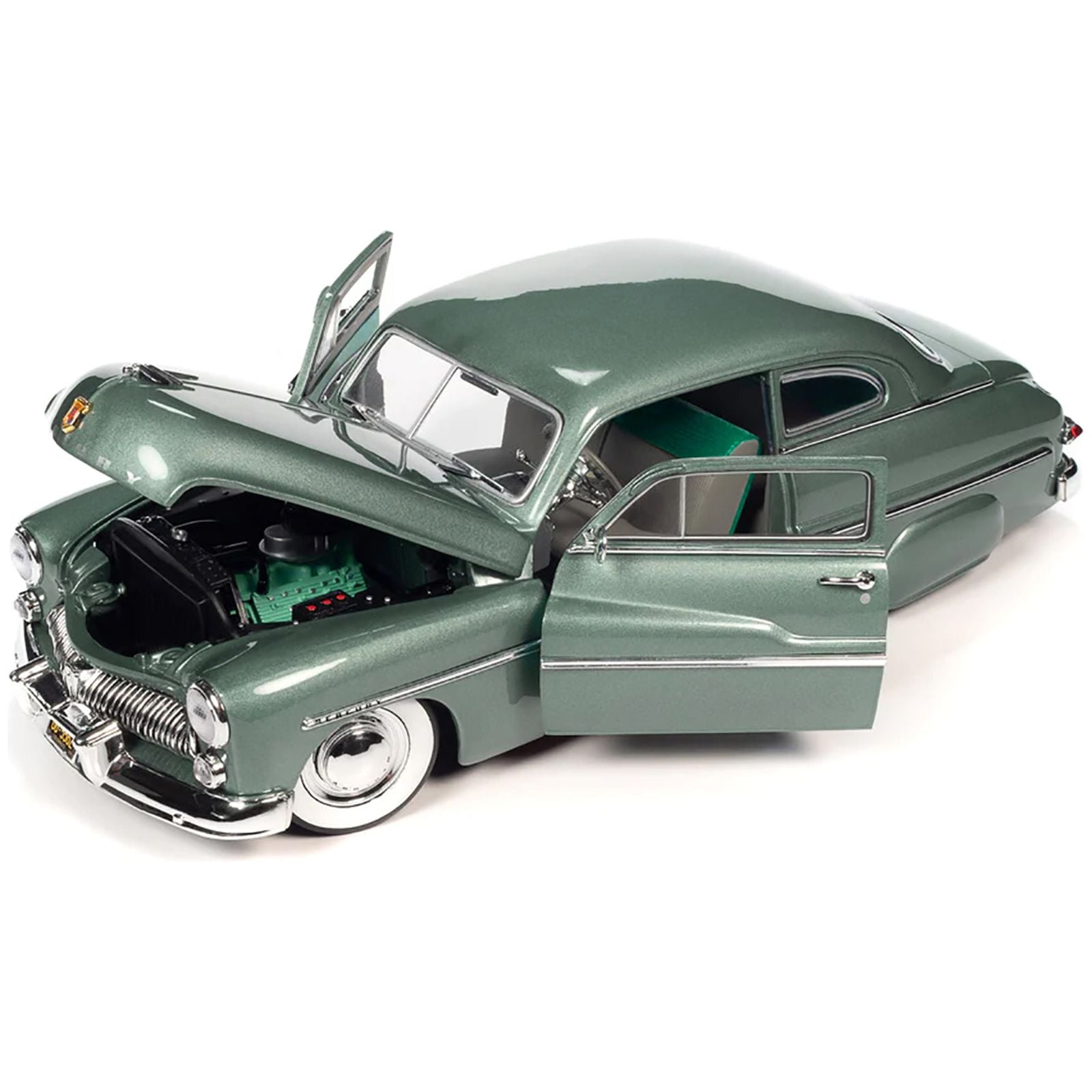 1949 Mercury Eight Coupe Berwick Green Metallic with Green and Gray Interior 1/18 Diecast Model Car by Auto World - Autoworld - ModelCars.com