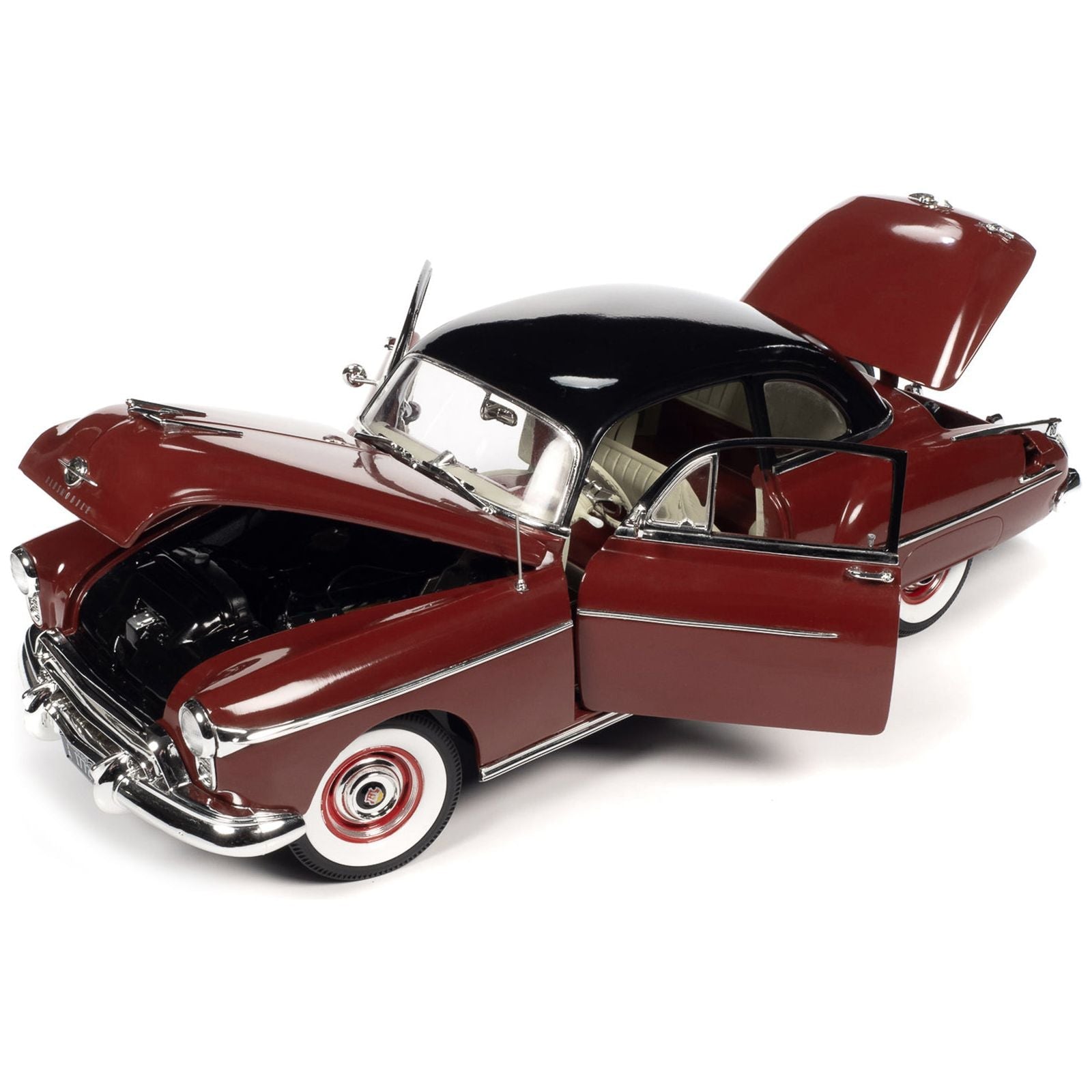 1950 Oldsmobile Rocket 88 Chariot Red with Black Top and Red and White Interior "American Muscle" Series 1/18 Diecast Model Car by Auto World - Autoworld - ModelCars.com