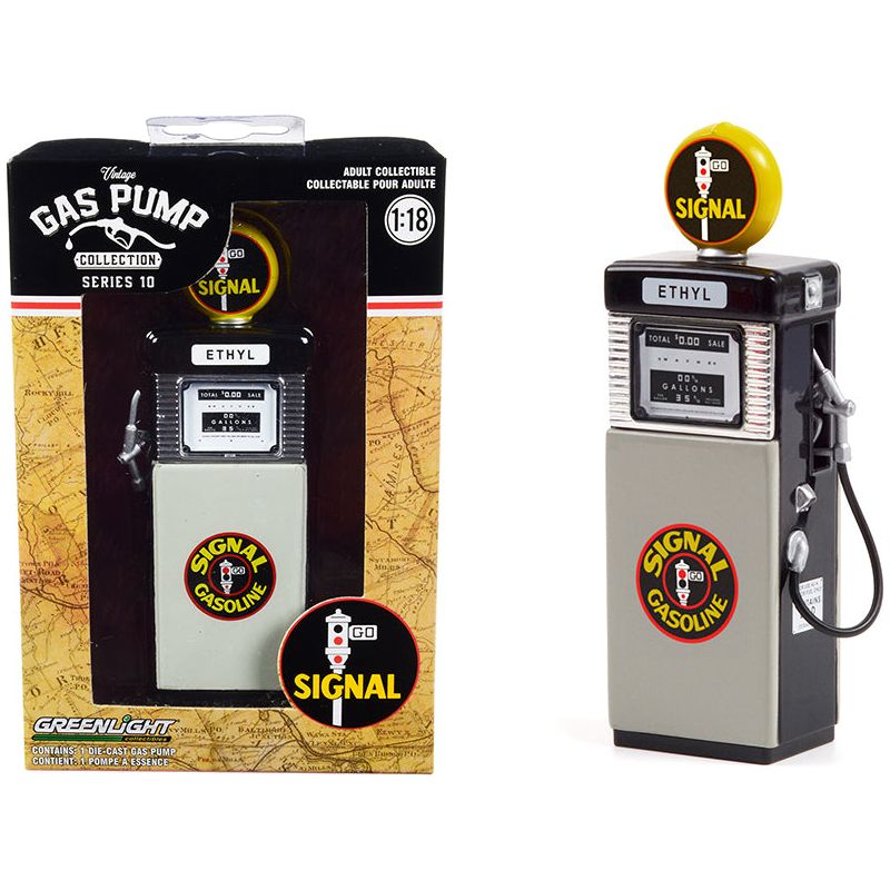 1951 Wayne 505 Gas Pump "Signal Gasoline" Black and Gray "Vintage Gas Pumps" Series 10 1/18 Diecast Model by Greenlight - Greenlight - ModelCars.com